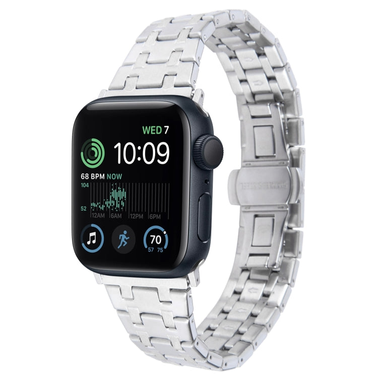For Apple Watch SE 2022 44mm Double T Stainless Steel Watch Band(Silver) - Watch Bands by PMC TechLife | Online Shopping South Africa | PMC TechLife