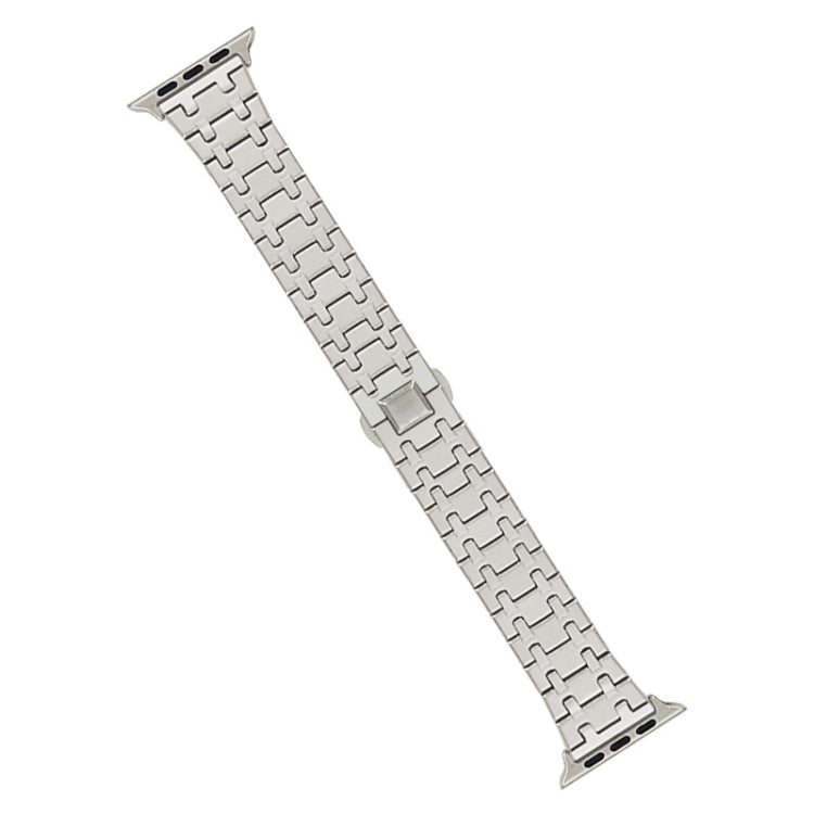 For Apple Watch Series 7 45mm Double T Stainless Steel Watch Band(Starlight) - Watch Bands by PMC TechLife | Online Shopping South Africa | PMC TechLife