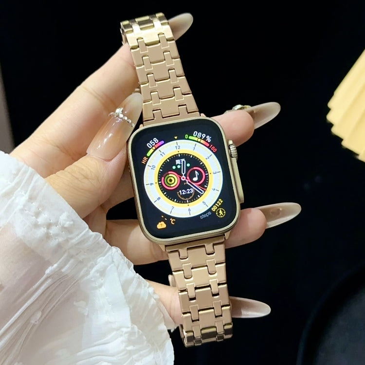 For Apple Watch Series 6 40mm Double T Stainless Steel Watch Band(Rose Gold) - Watch Bands by PMC TechLife | Online Shopping South Africa | PMC TechLife