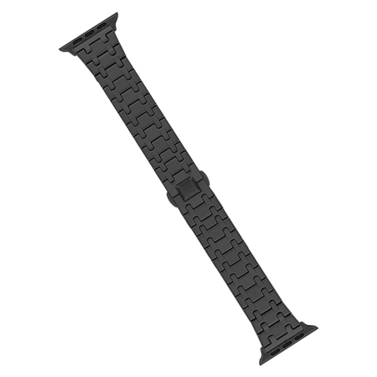 For Apple Watch Series 6 44mm Double T Stainless Steel Watch Band(Black) - Watch Bands by PMC TechLife | Online Shopping South Africa | PMC TechLife