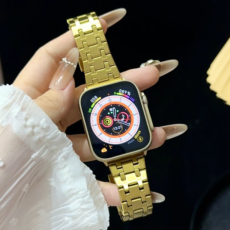 For Apple Watch Series 3 38mm Double T Stainless Steel Watch Band(Gold) - Watch Bands by PMC TechLife | Online Shopping South Africa | PMC TechLife