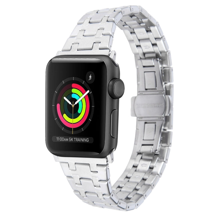 For Apple Watch Series 3 38mm Double T Stainless Steel Watch Band(Silver) - Watch Bands by PMC TechLife | Online Shopping South Africa | PMC TechLife