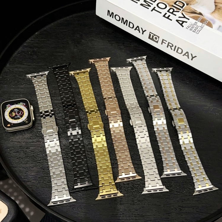 For Apple Watch Ultra 2 49mm Double T Stainless Steel Watch Band(Starlight) - Watch Bands by PMC TechLife | Online Shopping South Africa | PMC TechLife