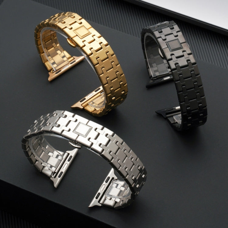 For Apple Watch Series 8 41mm Double T Stainless Steel Watch Band(Silver) - Watch Bands by PMC TechLife | Online Shopping South Africa | PMC TechLife