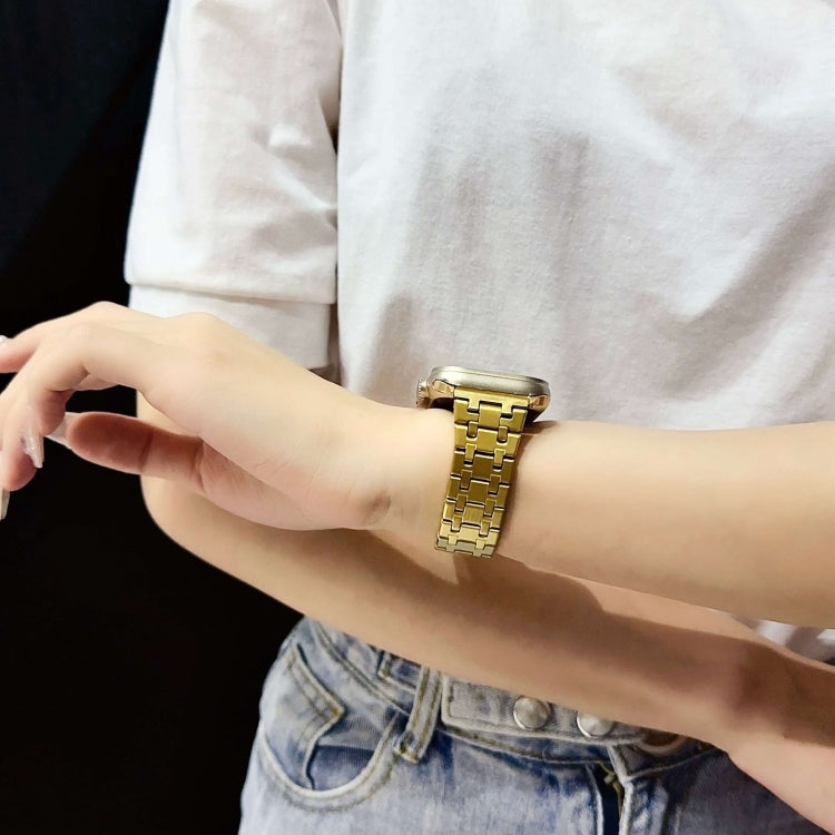 For Apple Watch Series 3 42mm Double T Stainless Steel Watch Band(Silver Gold) - Watch Bands by PMC TechLife | Online Shopping South Africa | PMC TechLife