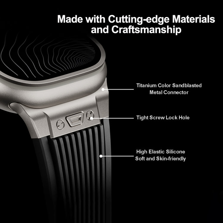 For Apple Watch Series 3 42mm Vertical Texture Titanium Buckle Elastic Silicone Watch Band(Orange) - Watch Bands by PMC TechLife | Online Shopping South Africa | PMC TechLife | Buy Now Pay Later Mobicred