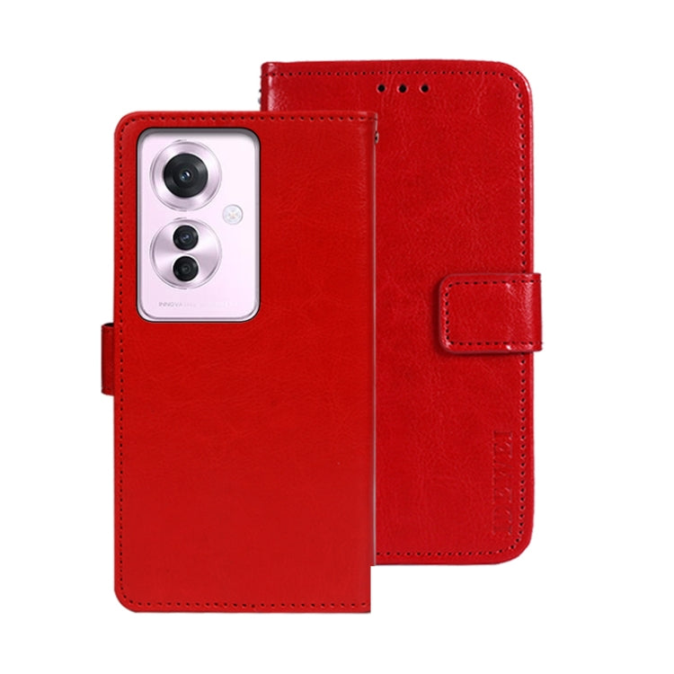 For OPPO Reno11 F 5G idewei Crazy Horse Texture Leather Phone Case(Red) - free shipping - PMC Jewellery - Order now!