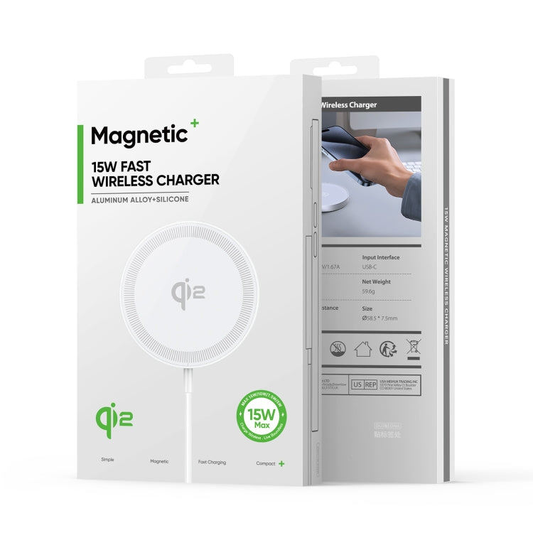 DUZZONA W18 15W Qi2 MagSafe Magnetic Suction Wireless Charger(White) - free shipping - PMC Jewellery - Order now!