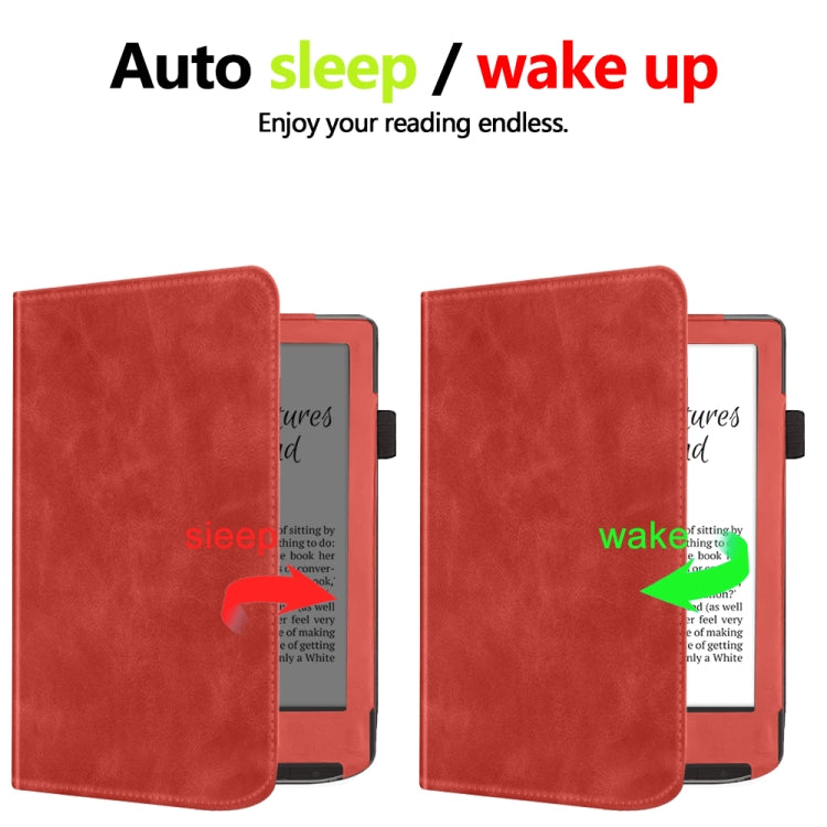 For Pocketbook Verse / Verse Pro Calfskin Leather Smart Tablet Case(Red) - Others by PMC TechLife | Online Shopping South Africa | PMC TechLife | Buy Now Pay Later Mobicred