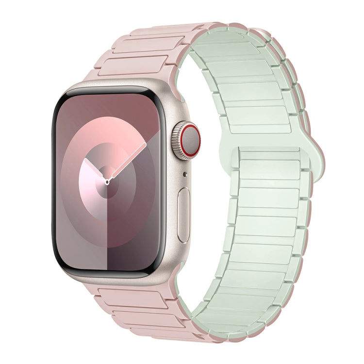 For Apple Watch SE 2023 40mm I-Shaped Magnetic Silicone Watch Band(Pink Mint) - Watch Bands by PMC TechLife | Online Shopping South Africa | PMC TechLife