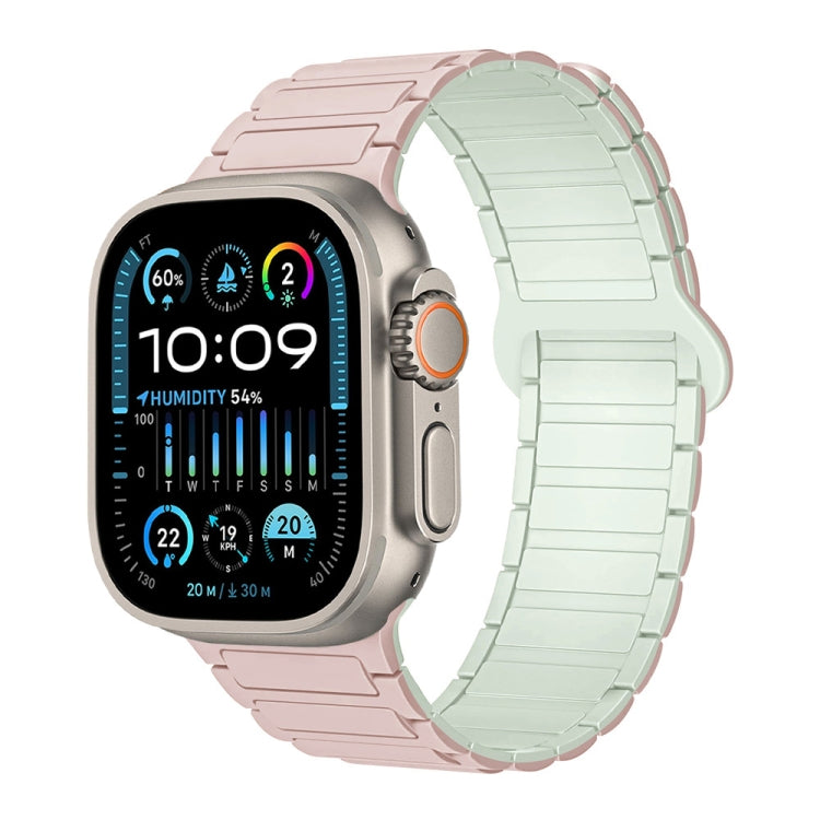 For Apple Watch Ultra 2 49mm I-Shaped Magnetic Silicone Watch Band(Pink Mint) - Watch Bands by PMC TechLife | Online Shopping South Africa | PMC TechLife