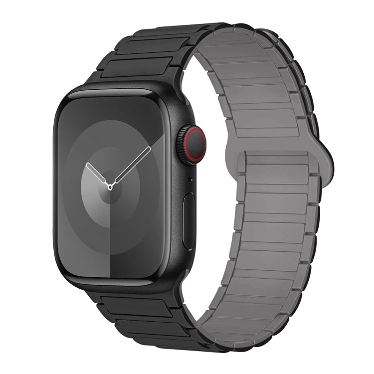 For Apple Watch Series 9 41mm I-Shaped Magnetic Silicone Watch Band(Black Gray) - Watch Bands by PMC TechLife | Online Shopping South Africa | PMC TechLife