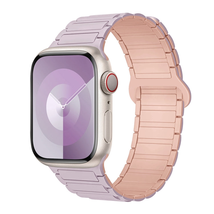 For Apple Watch Series 8 41mm I-Shaped Magnetic Silicone Watch Band(Light Purple Pink) - Watch Bands by PMC TechLife | Online Shopping South Africa | PMC TechLife