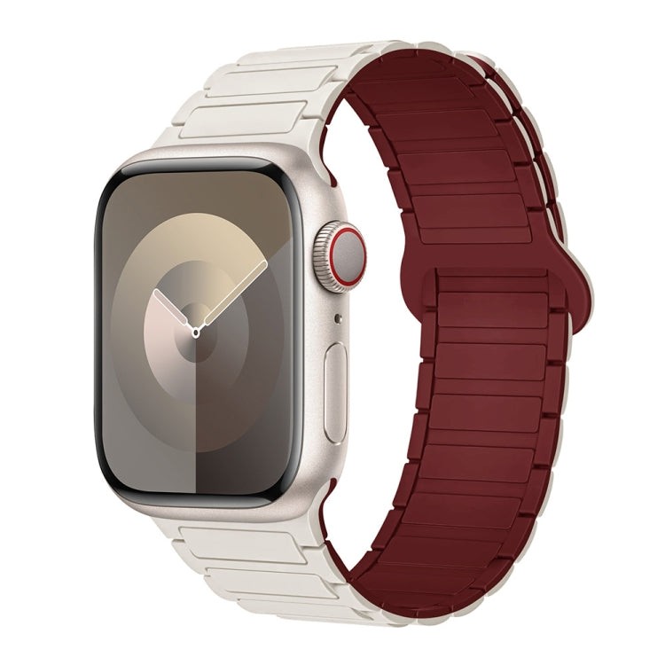 For Apple Watch Series 8 41mm I-Shaped Magnetic Silicone Watch Band(Starlight Wine Red) - Watch Bands by PMC TechLife | Online Shopping South Africa | PMC TechLife