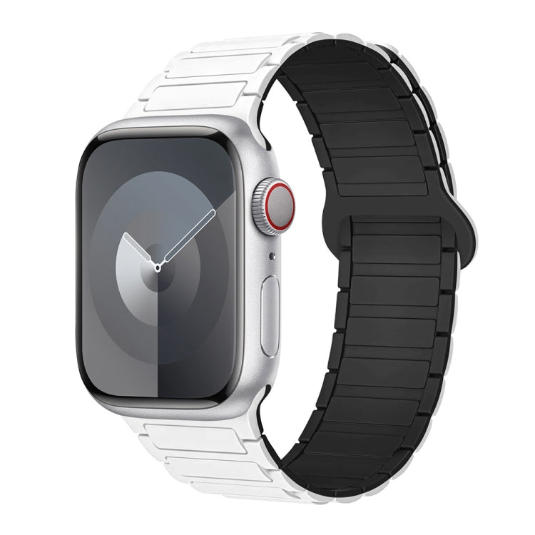 For Apple Watch Series 8 41mm I-Shaped Magnetic Silicone Watch Band(White Black) - Watch Bands by PMC TechLife | Online Shopping South Africa | PMC TechLife