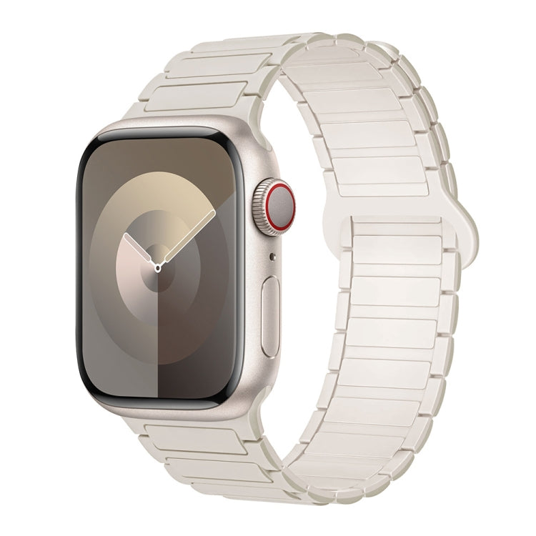 For Apple Watch Series 7 41mm I-Shaped Magnetic Silicone Watch Band(White Starlight) - Watch Bands by PMC TechLife | Online Shopping South Africa | PMC TechLife