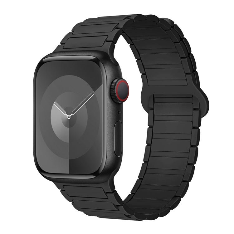 For Apple Watch Series 7 45mm I-Shaped Magnetic Silicone Watch Band(Black) - Watch Bands by PMC TechLife | Online Shopping South Africa | PMC TechLife