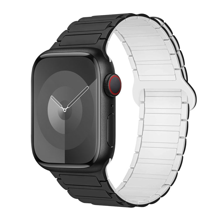 For Apple Watch Series 7 45mm I-Shaped Magnetic Silicone Watch Band(Black White) - Watch Bands by PMC TechLife | Online Shopping South Africa | PMC TechLife