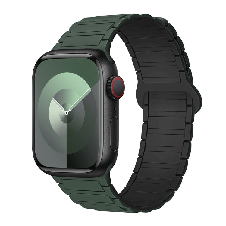 For Apple Watch Series 7 45mm I-Shaped Magnetic Silicone Watch Band(Dark Teal Black) - Watch Bands by PMC TechLife | Online Shopping South Africa | PMC TechLife