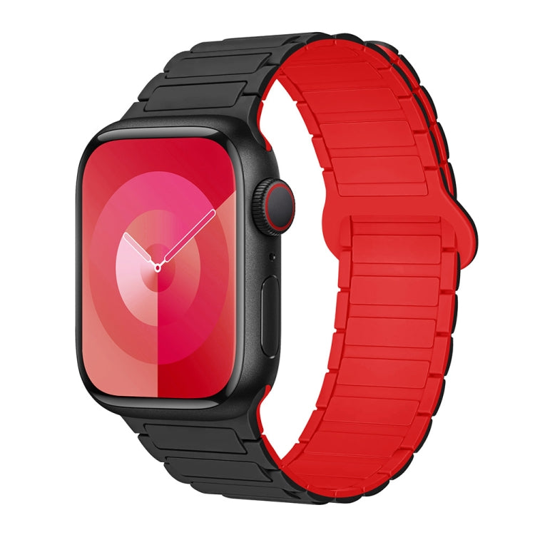 For Apple Watch Series 5 40mm I-Shaped Magnetic Silicone Watch Band(Black Red) - Watch Bands by PMC TechLife | Online Shopping South Africa | PMC TechLife