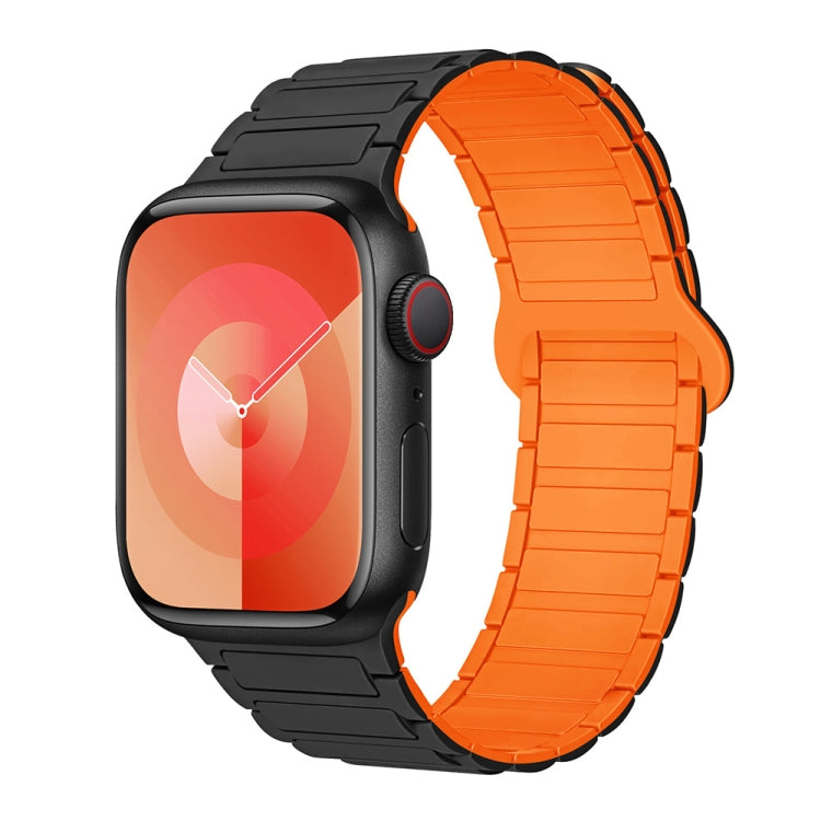 For Apple Watch Series 4 40mm I-Shaped Magnetic Silicone Watch Band(Black Orange) - Watch Bands by PMC TechLife | Online Shopping South Africa | PMC TechLife