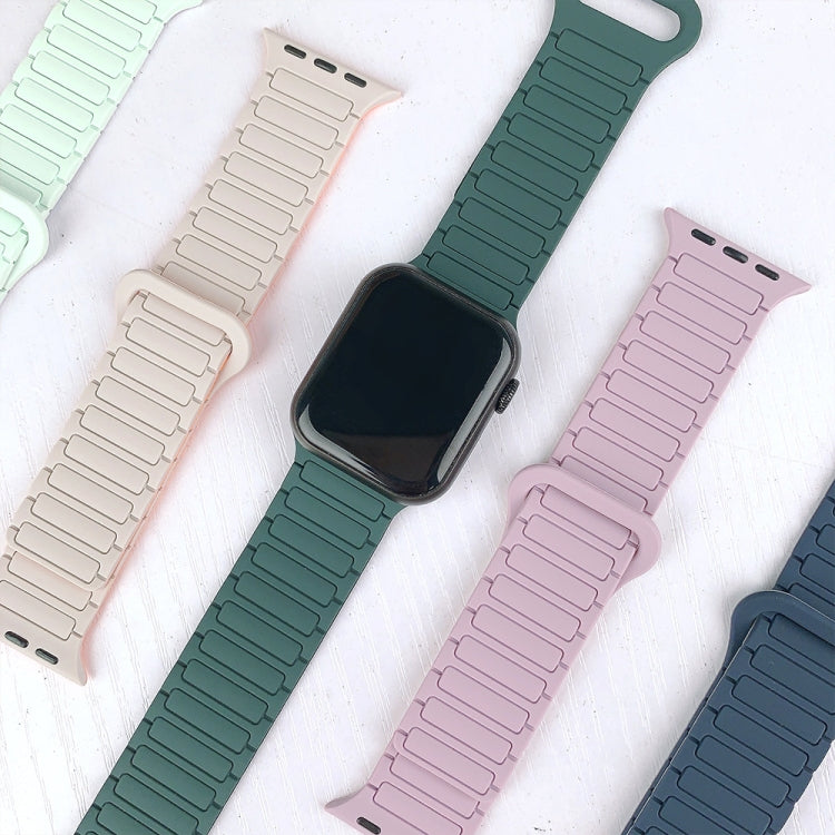 For Apple Watch SE 2023 40mm I-Shaped Magnetic Silicone Watch Band(Light Purple Pink) - Watch Bands by PMC TechLife | Online Shopping South Africa | PMC TechLife