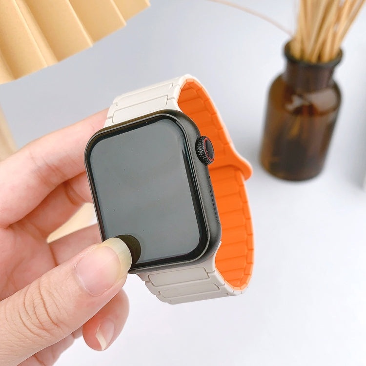 For Apple Watch Series 8 41mm I-Shaped Magnetic Silicone Watch Band(Black Red) - Watch Bands by PMC TechLife | Online Shopping South Africa | PMC TechLife