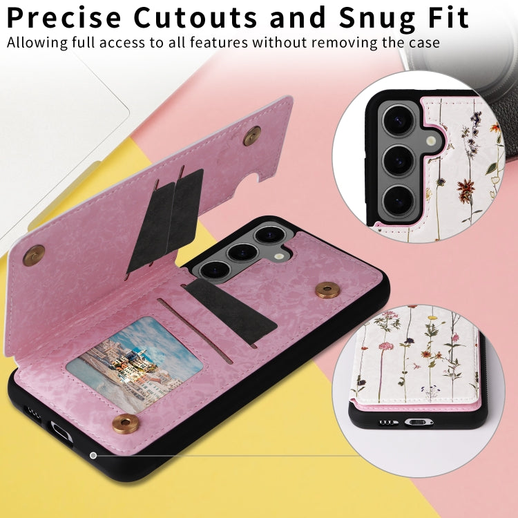 For Samsung Galaxy S25+ 5G Printed Double Buckle RFID Anti-theft Phone Case(Dried Flower World) - Galaxy S25+ 5G Cases by PMC TechLife | Online Shopping South Africa | PMC TechLife | Buy Now Pay Later Mobicred