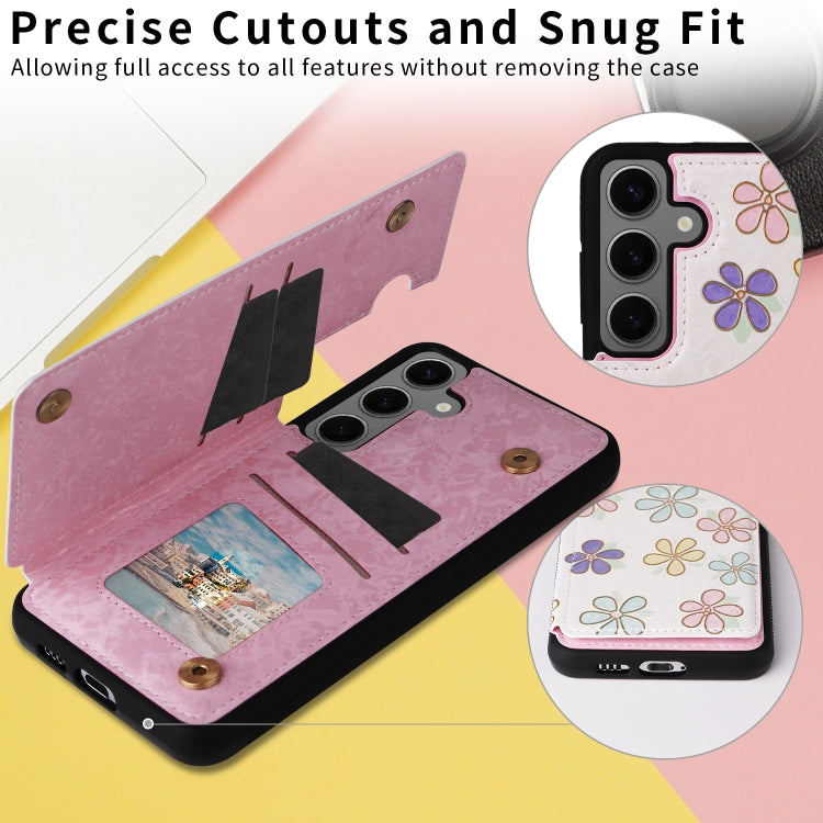 For Samsung Galaxy S25+ 5G Printed Double Buckle RFID Anti-theft Phone Case(Blossoming Flowers) - Galaxy S25+ 5G Cases by PMC Jewellery | Online Shopping South Africa | PMC Jewellery | Buy Now Pay Later Mobicred