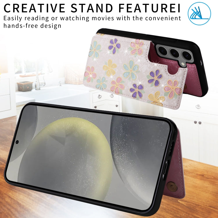 For Samsung Galaxy S25+ 5G Printed Double Buckle RFID Anti-theft Phone Case(Blossoming Flowers) - Galaxy S25+ 5G Cases by PMC Jewellery | Online Shopping South Africa | PMC Jewellery | Buy Now Pay Later Mobicred