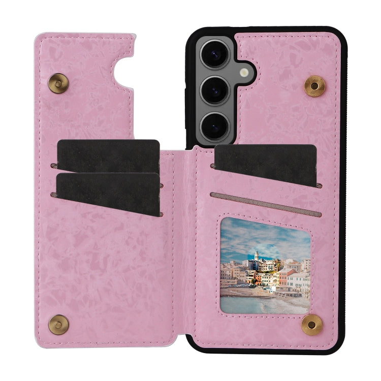 For Samsung Galaxy S25+ 5G Printed Double Buckle RFID Anti-theft Phone Case(Rose) - Galaxy S25+ 5G Cases by PMC Jewellery | Online Shopping South Africa | PMC Jewellery | Buy Now Pay Later Mobicred