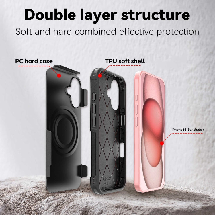 For iPhone 16 RedPepper Armor Magsafe PC Hybrid TPU Phone Case(Black) - free shipping - PMC TechLife - Order now!