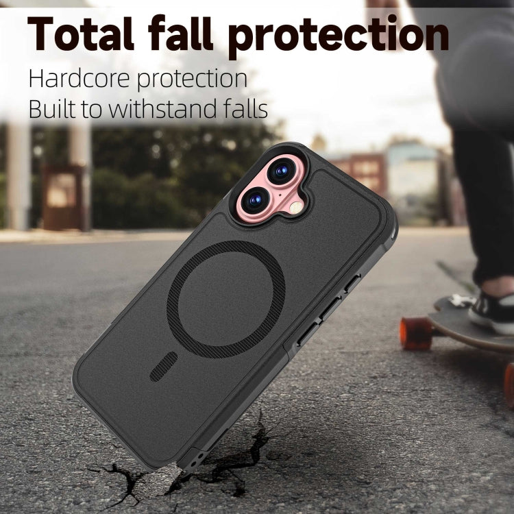 For iPhone 16 RedPepper Armor Magsafe PC Hybrid TPU Phone Case(Black) - free shipping - PMC TechLife - Order now!