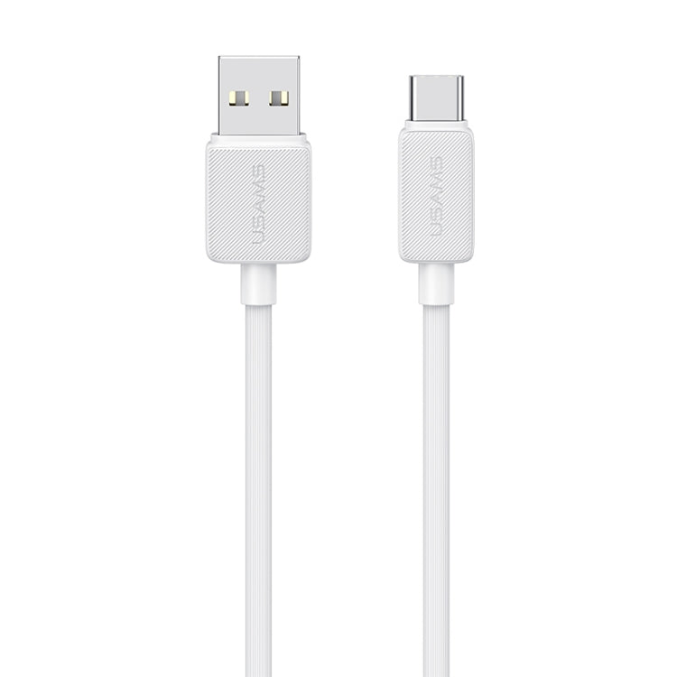 USAMS US-SJ688 USB to USB-C / Type-C 3A Striped Fast Charge Data Cable, Length:1m(White) - free shipping - PMc TechLife - Order now!