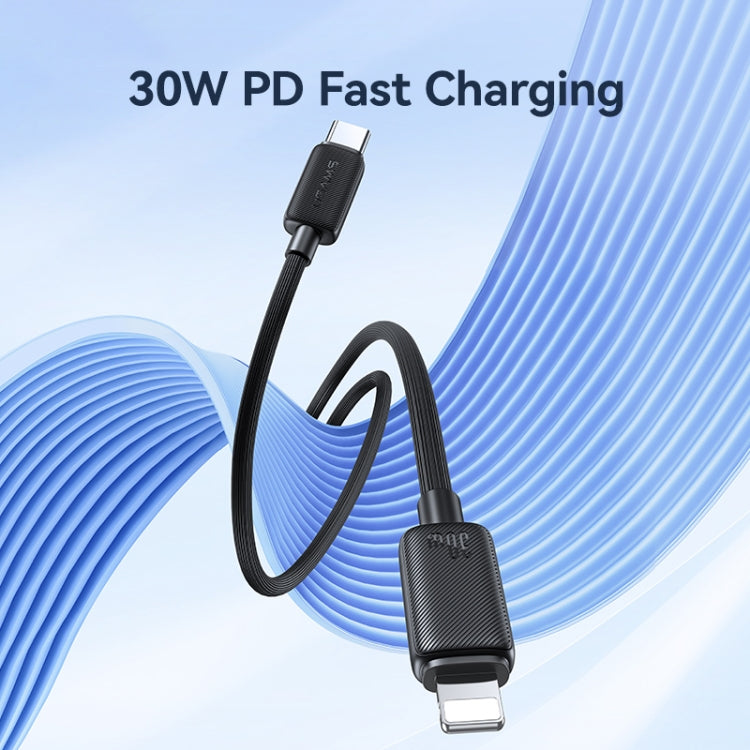 USAMS US-SJ692 USB-C / Type-C to 8 Pin 30W Striped Fast Charge Data Cable, Length:1m(Black) - free shipping - PMC Jewellery - Order now!