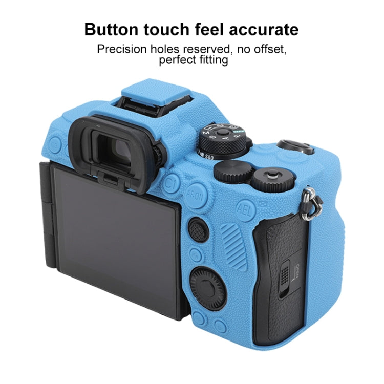 For Sony ILCE7RM5 / A7R5 Litchi Texture Soft Silicone Protective Case(Blue) - Protective Case by PMC TechLife | Online Shopping South Africa | PMC TechLife | Buy Now Pay Later Mobicred