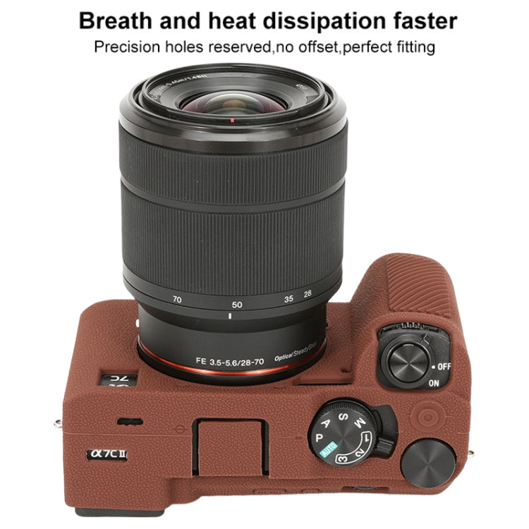 For Sony ILCE-7CM2 / A7C II / A7CR Litchi Texture Soft Silicone Protective Case(Coffee) - Protective Case by PMC TechLife | Online Shopping South Africa | PMC TechLife | Buy Now Pay Later Mobicred