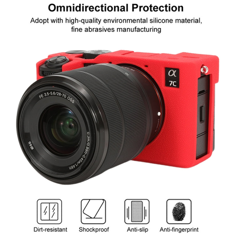 For Sony ILCE-7CM2 / A7C II / A7CR Litchi Texture Soft Silicone Protective Case(Red) - Protective Case by PMC TechLife | Online Shopping South Africa | PMC TechLife | Buy Now Pay Later Mobicred