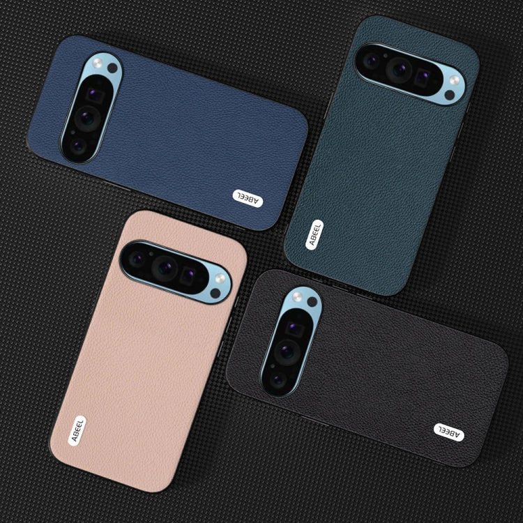 For Google Pixel 9 Pro ABEEL Genuine Leather + PC Litchi Texture Phone Case(Black) - Google Cases by PMC TechLife | Online Shopping South Africa | PMC TechLife | Buy Now Pay Later Mobicred