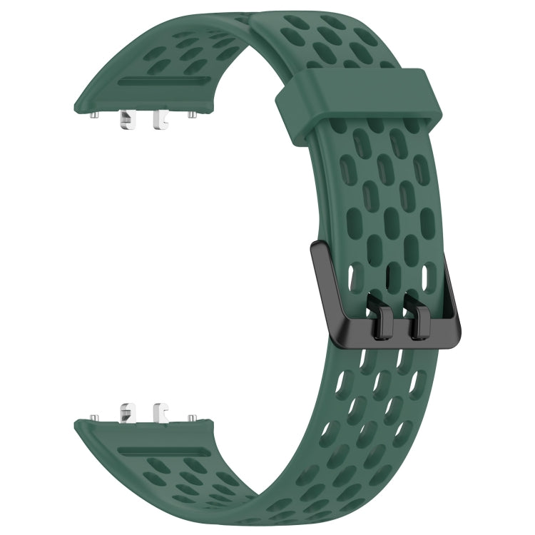 For Samsung Galaxy Fit 3 Hole Style Dual Buckle Silicone Watch Band(Dark Green) - Watch Bands by PMC TechLife | Online Shopping South Africa | PMC TechLife