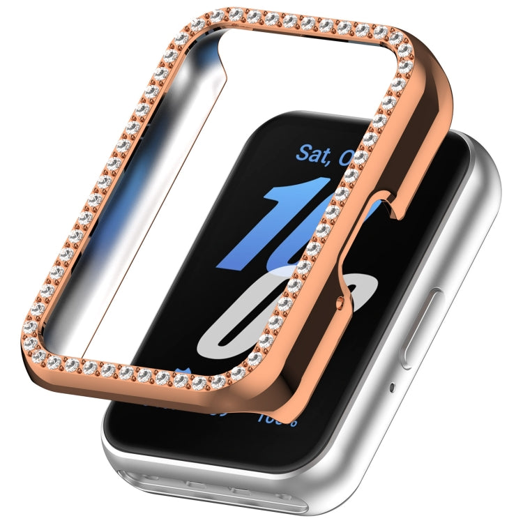 For Samsung Galaxy Fit 3 Diamond Half Pack Hollow PC Watch Protective Case(Rose Gold) - free shipping - PMC TechLife - Order now!