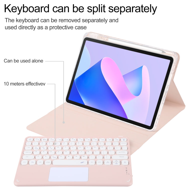 For Huawei MatePad 11 2023 / 2021 Round Button Bluetooth Keyboard Rotatable Holder Leather Case with Touchpad(Rose Gold) - Huawei Keyboard by PMC TechLife | Online Shopping South Africa | PMC TechLife