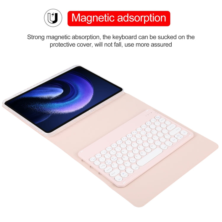 For Xiaomi Pad 6 Round Button Bluetooth Keyboard Rotatable Holder Leather Case(Rose Gold) - Others Keyboard by PMC TechLife | Online Shopping South Africa | PMC TechLife