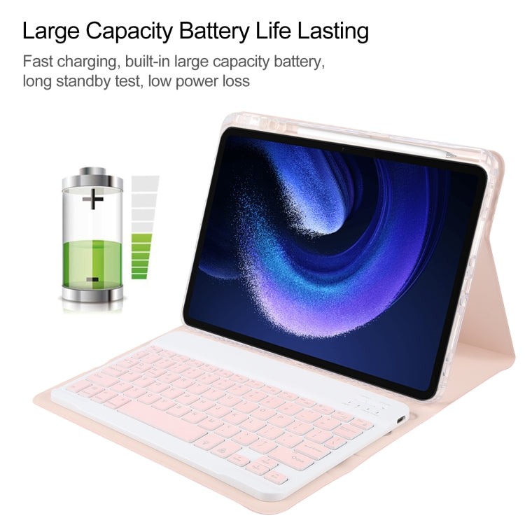 For Xiaomi Pad 6 Square Button Backlight Bluetooth Keyboard Rotatable Holder Leather Case(Rose Gold) - free shipping - PMC TechLife - Order now!