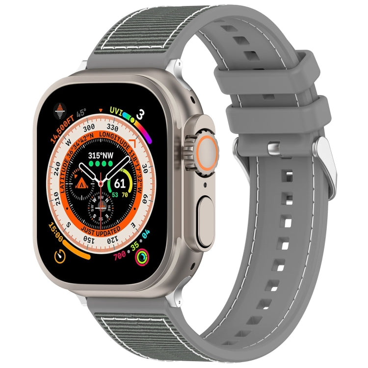 For Apple Watch SE 2023 44mm Ordinary Buckle Hybrid Nylon Braid Silicone Watch Band(Grey) - Watch Bands by PMC TechLife | Online Shopping South Africa | PMC TechLife