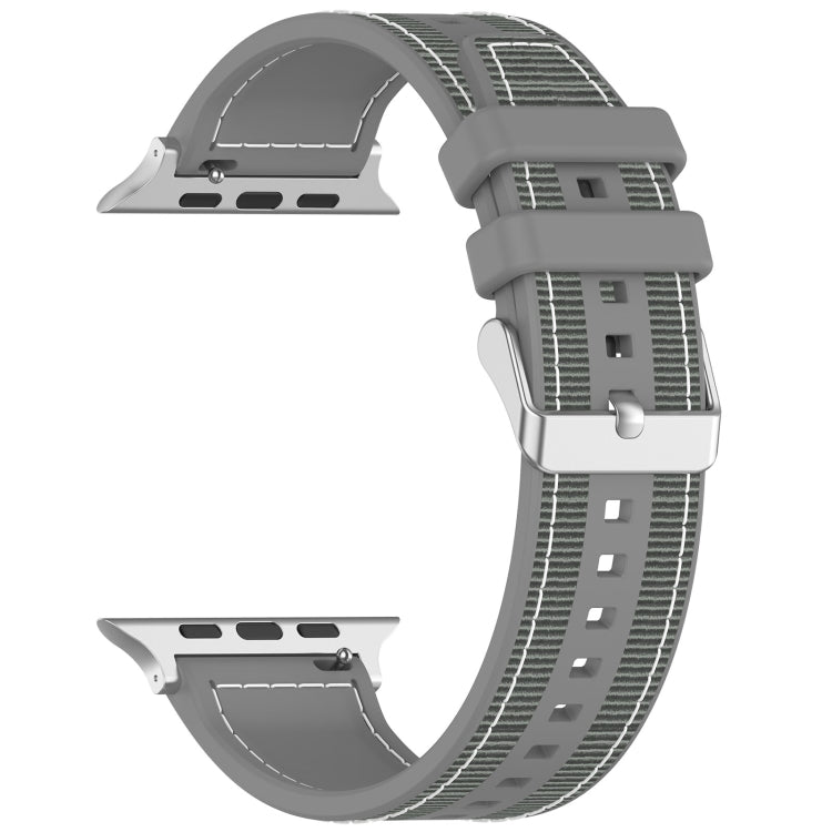 For Apple Watch SE 2023 44mm Ordinary Buckle Hybrid Nylon Braid Silicone Watch Band(Grey) - Watch Bands by PMC TechLife | Online Shopping South Africa | PMC TechLife