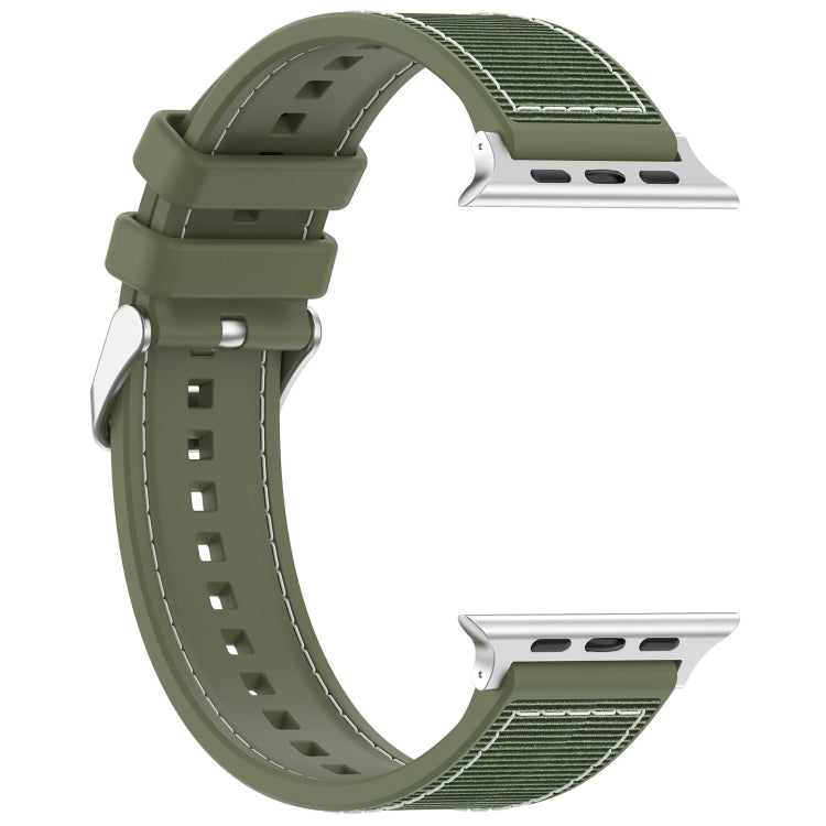 For Apple Watch SE 2023 40mm Ordinary Buckle Hybrid Nylon Braid Silicone Watch Band(Green) - Watch Bands by PMC TechLife | Online Shopping South Africa | PMC TechLife | Buy Now Pay Later Mobicred