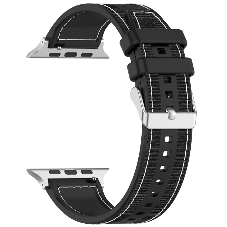 For Apple Watch Ultra 2 49mm Ordinary Buckle Hybrid Nylon Braid Silicone Watch Band(Black) - Watch Bands by PMC TechLife | Online Shopping South Africa | PMC TechLife