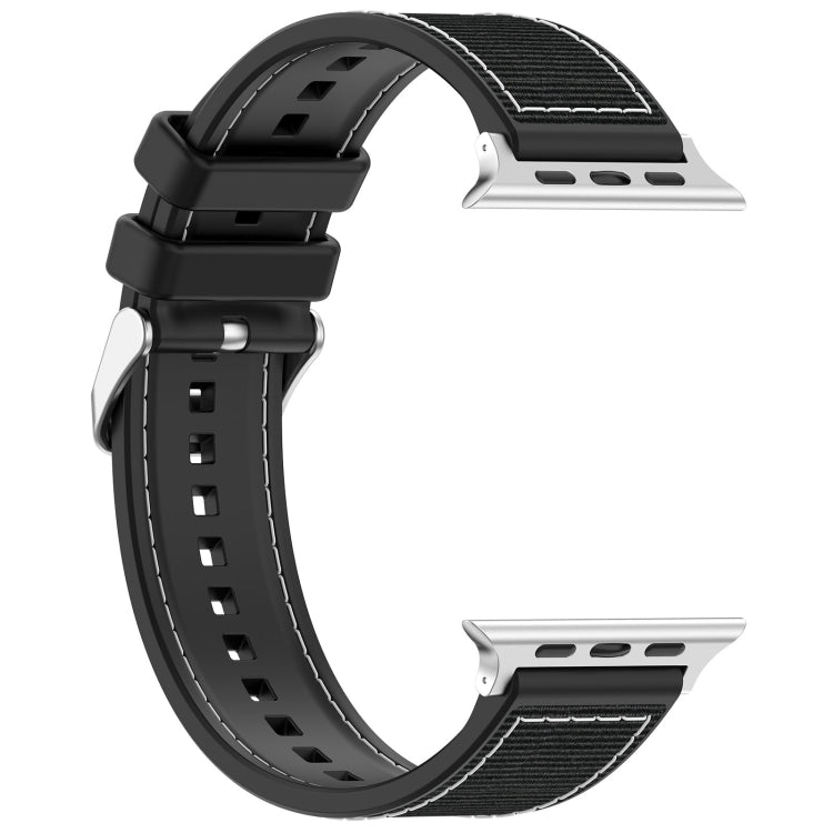 For Apple Watch Ultra 2 49mm Ordinary Buckle Hybrid Nylon Braid Silicone Watch Band(Black) - Watch Bands by PMC TechLife | Online Shopping South Africa | PMC TechLife