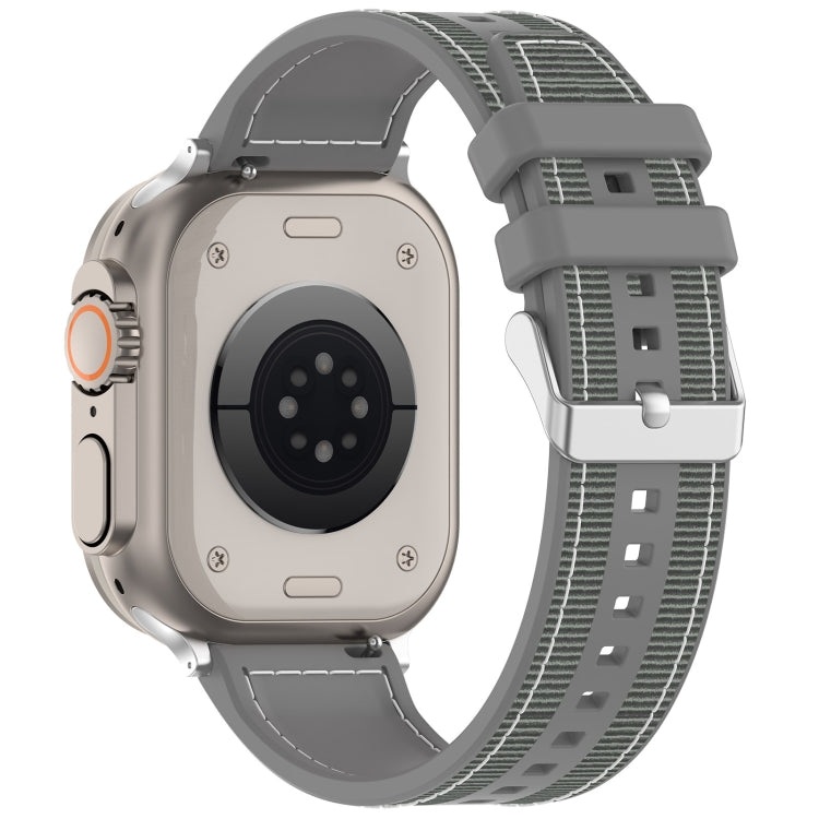 For Apple Watch Series 7 41mm Ordinary Buckle Hybrid Nylon Braid Silicone Watch Band(Grey) - Watch Bands by PMC TechLife | Online Shopping South Africa | PMC TechLife